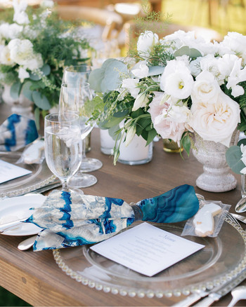Ρετρό αχάτης υφής μπλε υφασμάτινες χαρτοπετσέτες Σετ ντεκόρ γιορτινής δεξίωσης γάμου Πετσέτα τσαγιού Τραπεζοπετσέτες τραπεζιού κουζίνας
