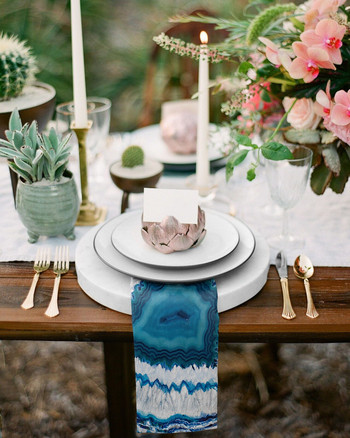 Ρετρό αχάτης υφής μπλε υφασμάτινες χαρτοπετσέτες Σετ ντεκόρ γιορτινής δεξίωσης γάμου Πετσέτα τσαγιού Τραπεζοπετσέτες τραπεζιού κουζίνας