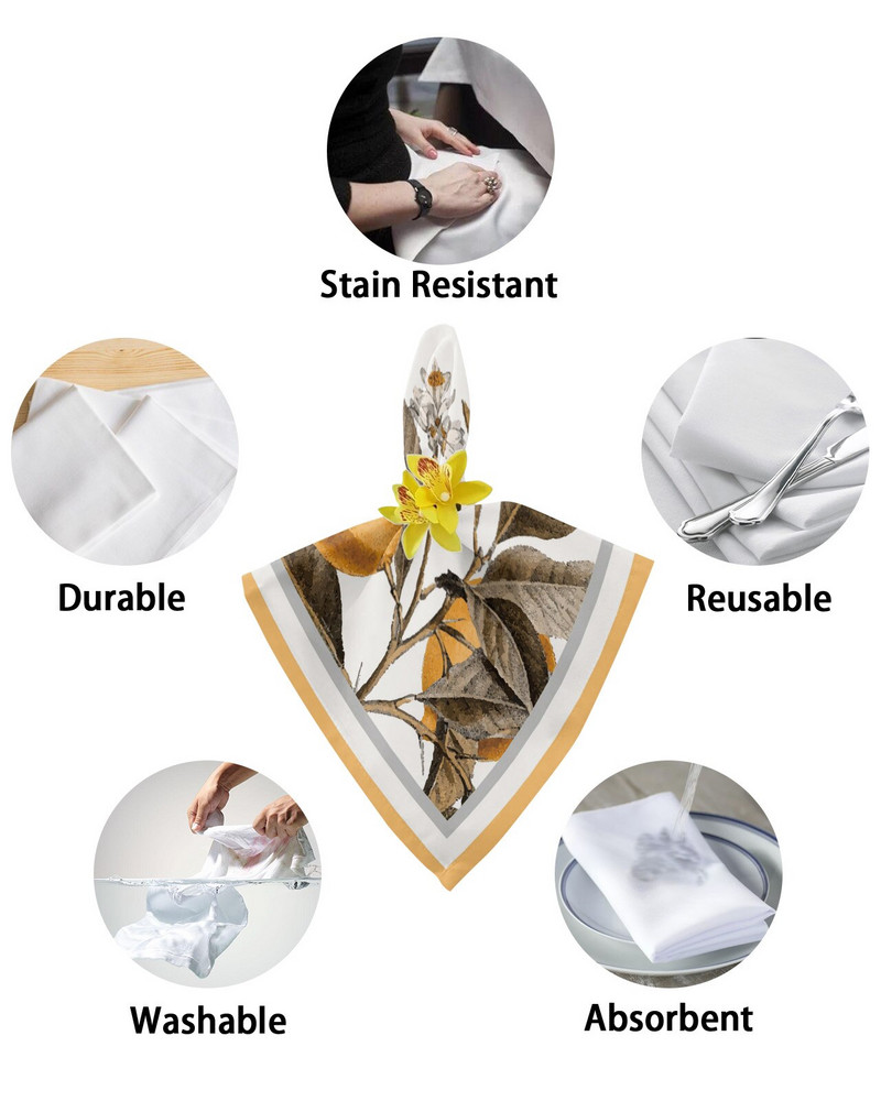 Lemon Bee Servețele de masă retro Set de pânză Batistă moale Decor de nuntă Banchet Servețele de cină Pânză