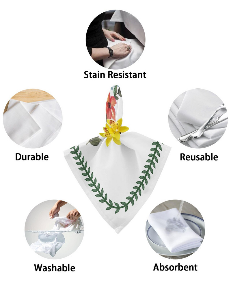 Növényi levelek Clematis virág Asztali szalvéták kendőkészlet Puha zsebkendő Esküvői dekoráció bankett vacsora szalvéták kendő