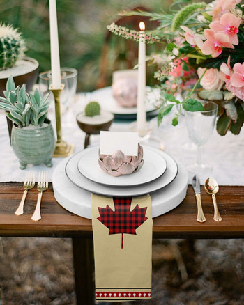 Σετ υφασμάτινο σετ τραπεζοπετσέτες με μοτίβο σφενδάμου φύλλο μαλακό μαντήλι Διακόσμηση γάμου Δείπνο Χαρτοπετσέτες Πανί
