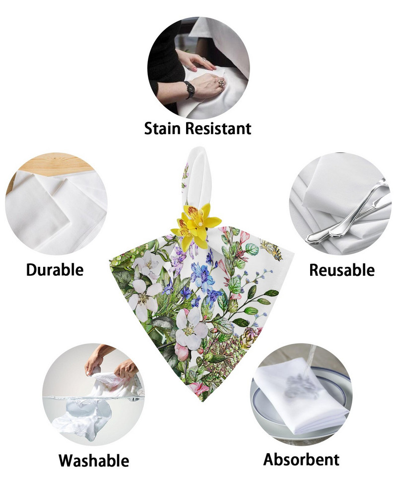 Vintage akvarel cvijet biljka biljka set salveta za stol mekani rupčić svadbena dekoracija banket salvete za večeru krpa