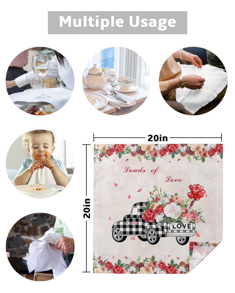 Valentino Rose Truck Audinių servetėlių rinkinys Šventiniam banketui Vestuvių dekoravimui Arbatinio rankšluosčio virtuvės pietų stalo servetėlės