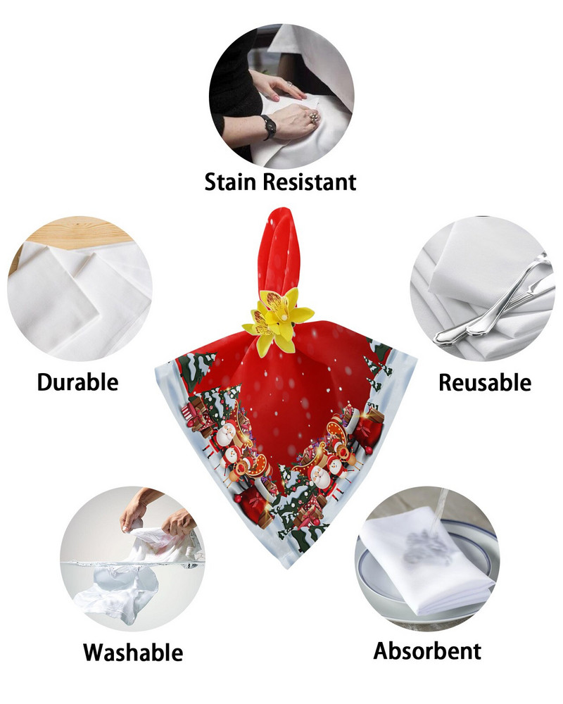 Pom de Crăciun Moș Crăciun Elk Servețele cadou Set de pânză Față de masă Moale Bucătărie Servețele de Crăciun