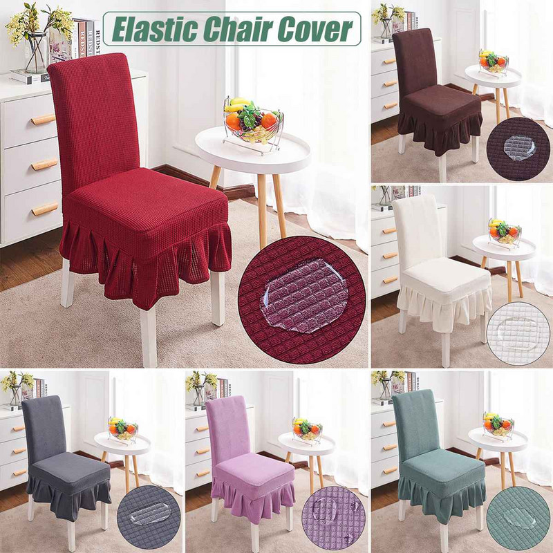 Vandeniui atsparus vienspalvis sijono kėdės užvalkalas Storesnis tamprus audinys kėdžių užvalkalai valgomojo banketų vestuvių kėdės dekoravimui