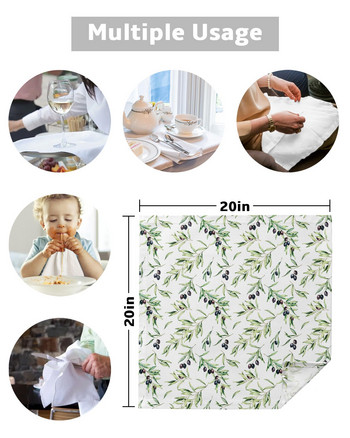 Комплект платнени салфетки с текстура на маслинови листа Празничен банкет Сватбен декор Чаена кърпа Кухненска маса за вечеря Салфетки