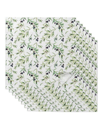 Akvarell olívalevél textúrájú szalvéták ünnepi bankett esküvői dekorációval Konyhai vacsora szalvéták