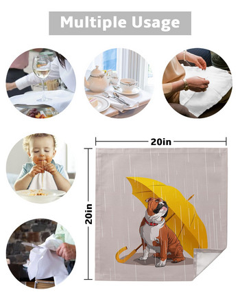 Комплект платнени салфетки с жълт чадър Bulldog Празничен банкет Сватбен декор Чаена кърпа Кухненска маса за вечеря Салфетки
