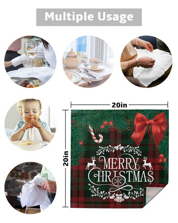Χριστουγεννιάτικο καρό φιόγκο καραμέλες υφασμάτινο σετ τραπεζιού γάμου πανί Μαλακό χαρτοπετσέτες κουζίνας για δείπνο Χριστουγεννιάτικες χαρτοπετσέτες