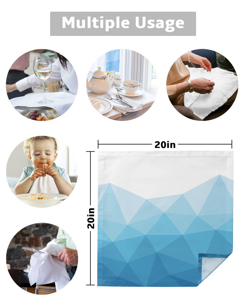 Geometrická mozaika Trojuholník Modrý Prechod Stolové Obrúsky Sada Utierok pre Párty Svadobné Dekorácie Mäkké Kuchynské Obrúsky Utierky