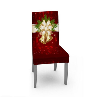 Față de masă de Crăciun Clopoței de Moș Crăciun Husă elastică pentru scaun Anul Nou Decor petrecere de Crăciun Lavabilă Cadouri 2023 Ornamente de Crăciun