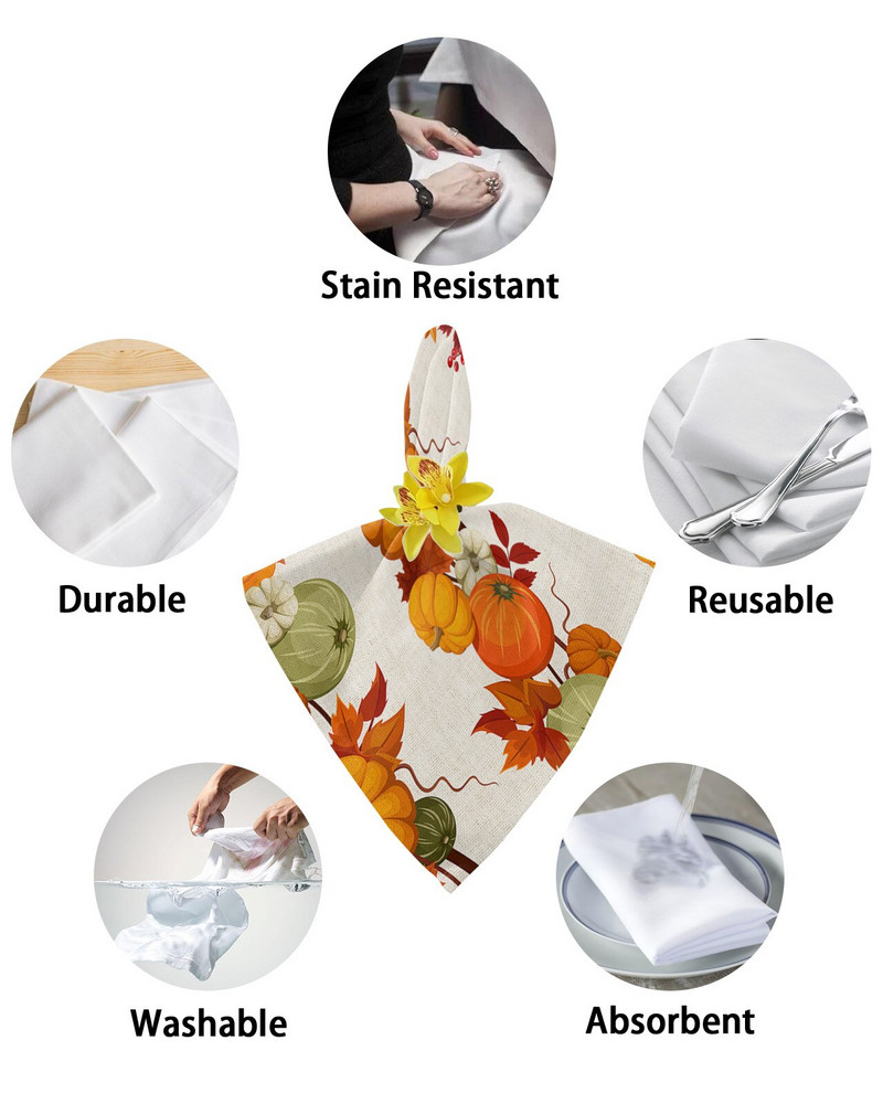 Dan zahvalnosti Bundeva Javorovo lišće Salvete Set krpa Stolnjak za vjenčanje Mekane kuhinjske salvete za večeru Božićne salvete