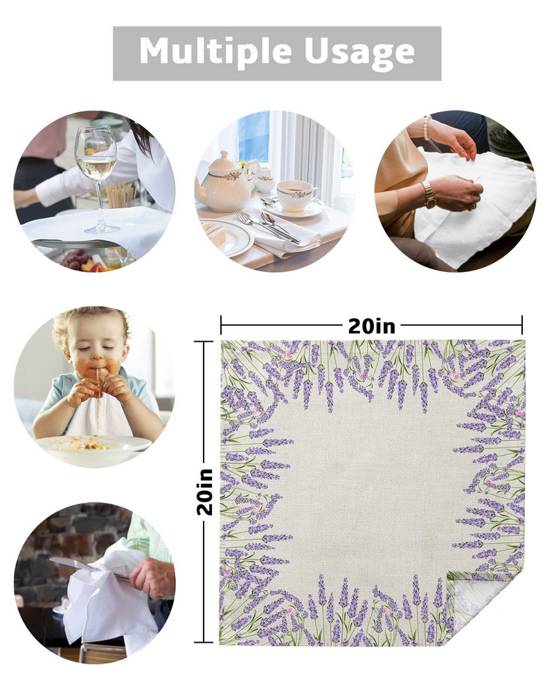 Levandų gėlių servetėlių rinkinys Šventiniam banketui vestuvių dekoravimui arbatos rankšluostis virtuvės pietų stalo servetėlės