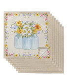 Vază de buburuză de vară, set de șervețele din pânză cu flori de margaretă, pentru banchet festiv, decor de nuntă, prosop de bucătărie, șervețele de masă