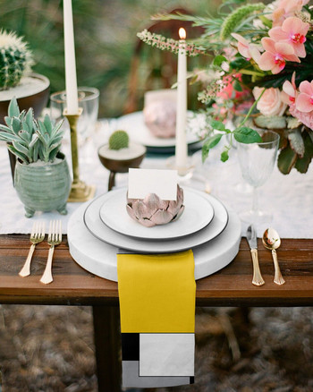 Жълта мозайка с цвят на абстрактно изкуство Салфетки за маса Комплект плат за парти Сватбен декор Меки кухненски салфетки за вечеря Плат