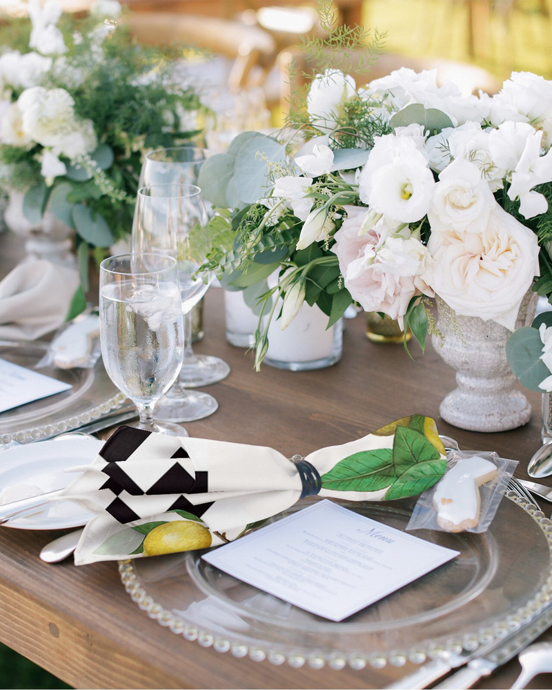 Fructe de lămâie Servețele de masă în carouri retro Set de pânză Batistă moale Decorare de nuntă Banchet Servețele de cină Pânză