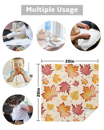 Есенни кленови листа Комплект салфетки за Деня на благодарността Покривка за маса за сватбено парти Меки кухненски салфетки за вечеря Коледни салфетки