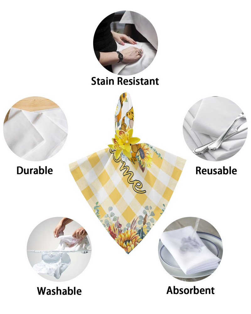 Dom Slatki patuljak Rešetka Suncokret Stolne salvete Set krpa Mekani rupčić Svadbena dekoracija Banket Večera Salvete Platno