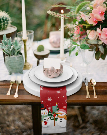 Коледен комплект платнени салфетки за снежен човек Празничен банкет Сватбен декор Чаена кърпа Кухненска маса за вечеря Салфетки