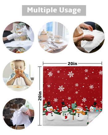 Коледен комплект платнени салфетки за снежен човек Празничен банкет Сватбен декор Чаена кърпа Кухненска маса за вечеря Салфетки