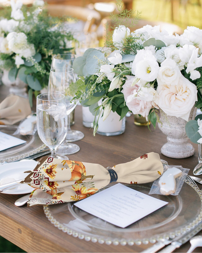 Padėkos dienos rudens moliūgų klevo lapų servetėlių rinkinys Gimtadienio banketui Vestuvių dekoras Servetėlės restorano reikmenys Stalo servetėlės