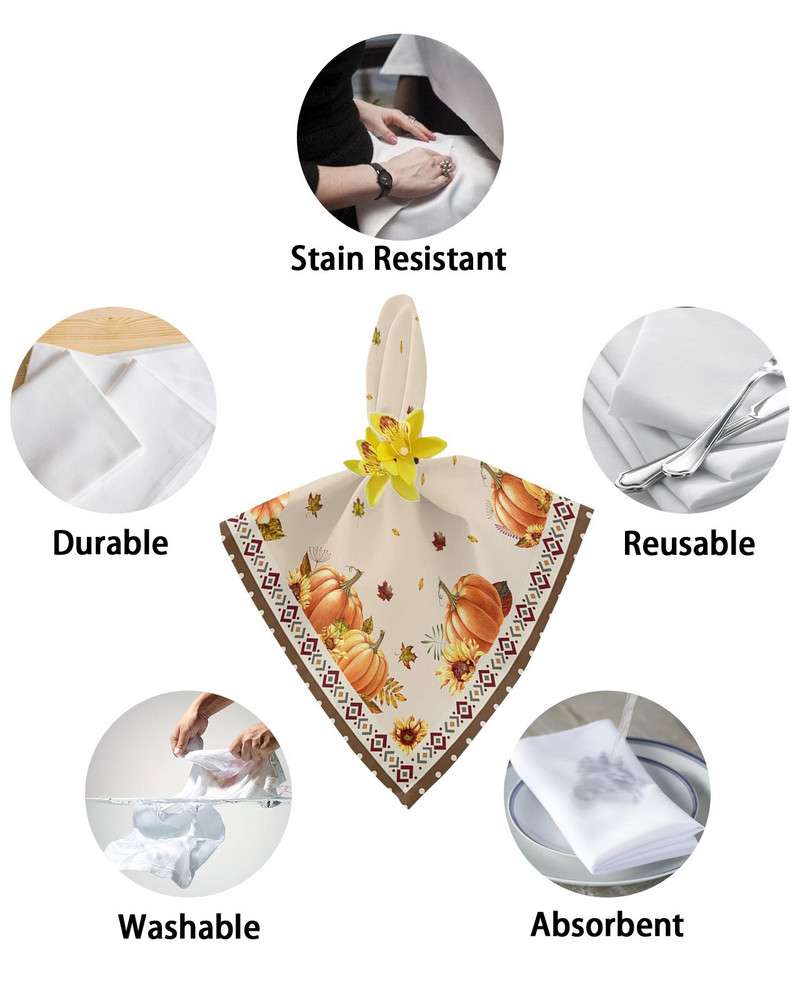 Padėkos dienos rudens moliūgų klevo lapų servetėlių rinkinys Gimtadienio banketui Vestuvių dekoras Servetėlės restorano reikmenys Stalo servetėlės