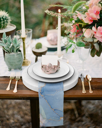 Комплект плат за салфетки от син мрамор Сватбено парти Покривка за маса Меки кухненски салфетки за вечеря Коледни салфетки