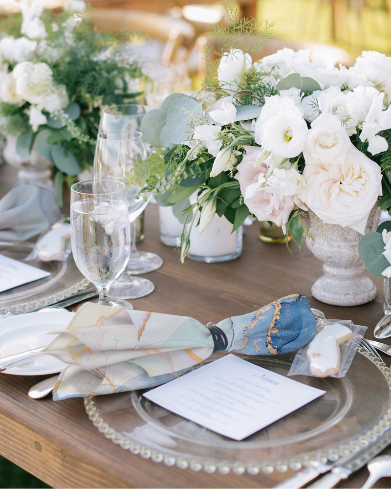 Mėlyno marmuro servetėlių rinkinys Vestuvių vakarėlio staltiesė Minkšta virtuvės vakarienės servetėlės Kalėdinės servetėlės