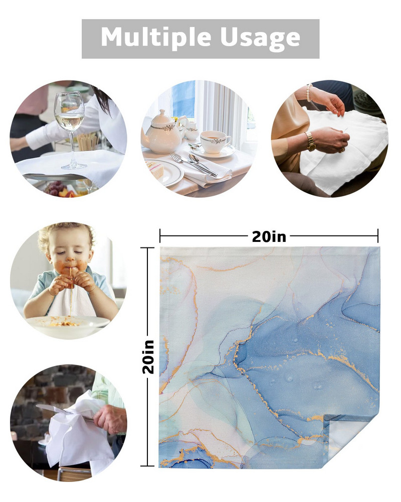 Mėlyno marmuro servetėlių rinkinys Vestuvių vakarėlio staltiesė Minkšta virtuvės vakarienės servetėlės Kalėdinės servetėlės