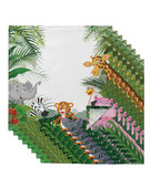 Dzsungel Állat Rajzfilm Zsiráf Elefánt Szalvéták Kendőkészlet Esküvői Asztalterítő Puha Konyhai Vacsoraszalvéták Karácsonyi szalvéták