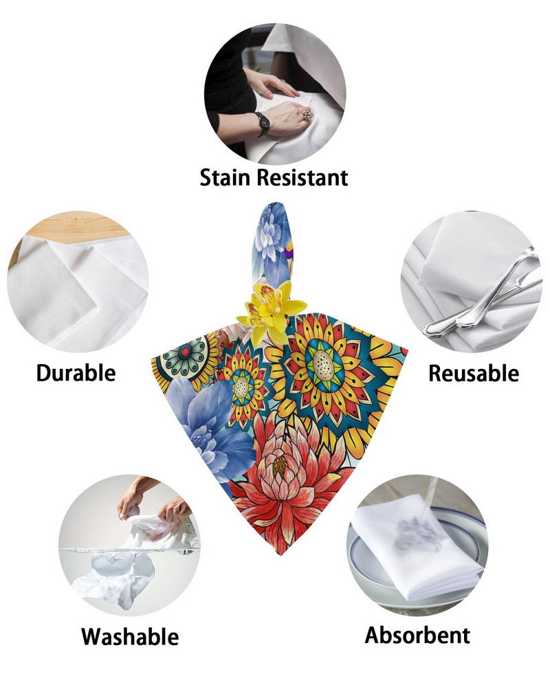 Bohemiškos mandalos gėlių servetėlių rinkinys Šventiniam banketui vestuvių dekoravimui arbatos rankšluostis virtuvės pietų stalo servetėlės