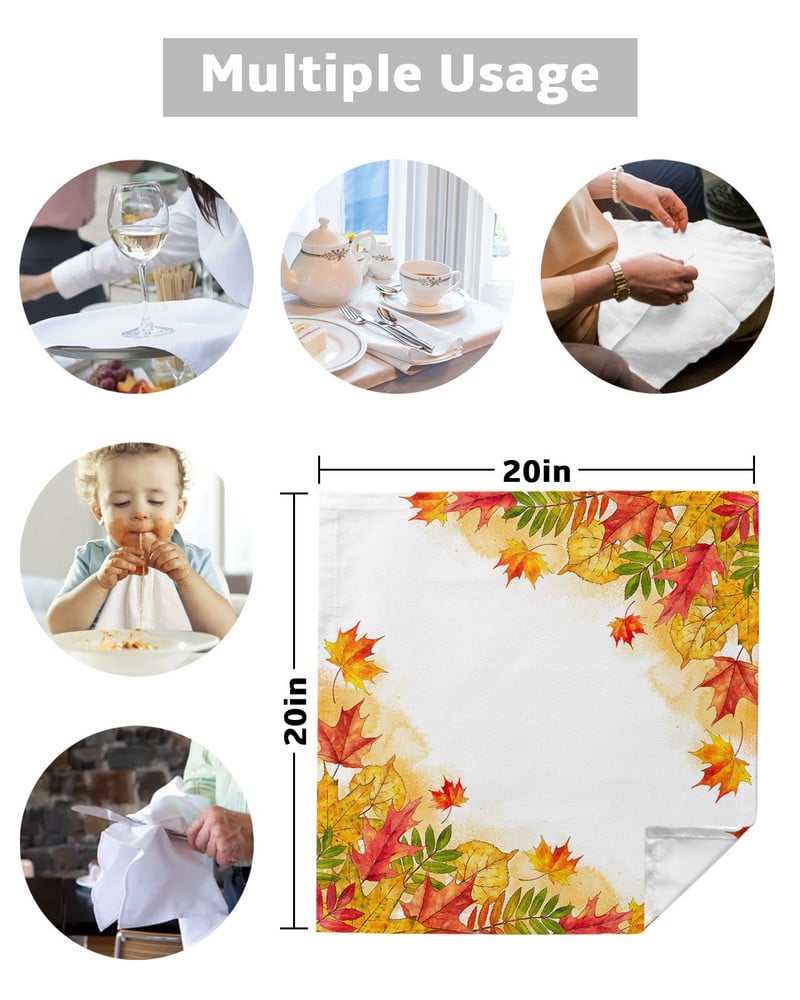 Toamna portocaliu acuarela frunze de arțar set șervețele de pânză retro pentru banchet festiv Decor de nuntă prosop de bucătărie șervețele de masă