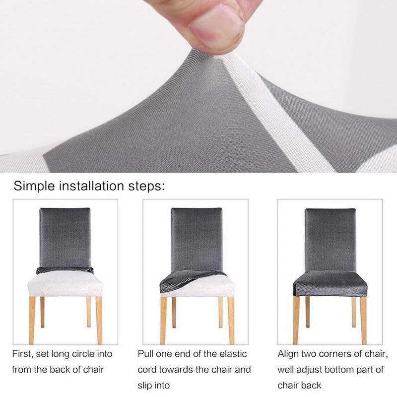 1/2/4/6 buc. Huse elastice elastice imprimate pentru scaune din Spandex, huse pentru scaune de bucătărie pentru sufragerie, protectie pentru petrecere de banchet de nuntă