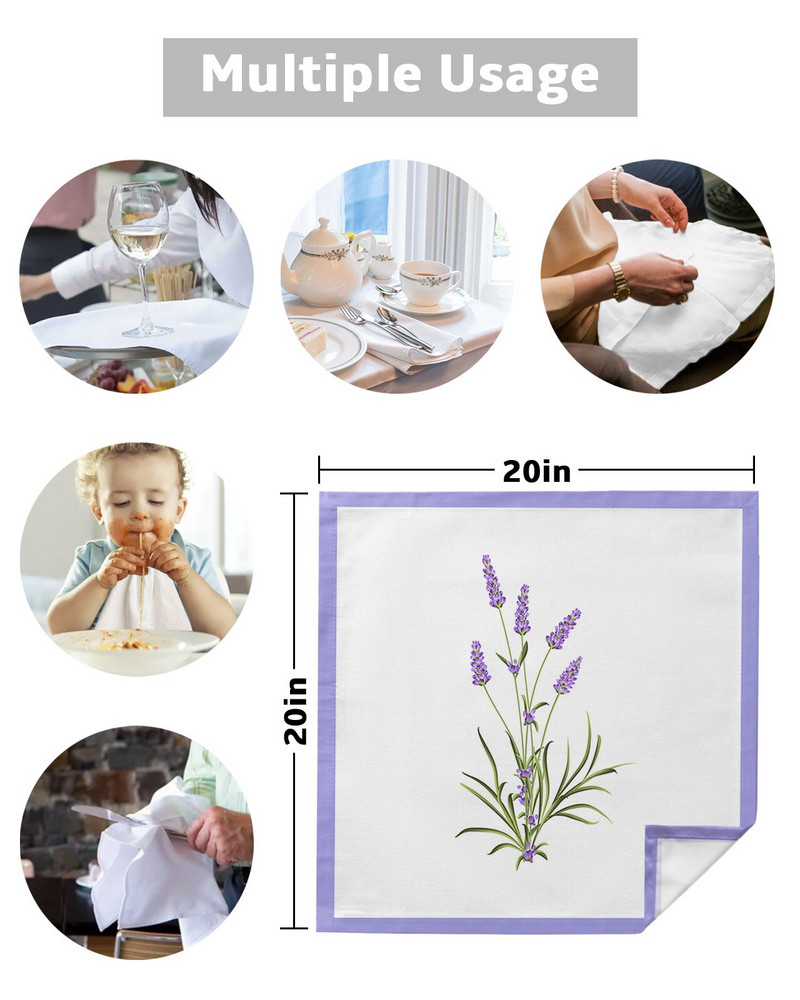 Floare violetă Lavandă Servețele de masă pentru romantism Set de pânză Batistă moale Decorare de nuntă Banchet Servețele de cină Pânză