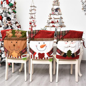 Poťah na jedálenský stôl, stoličky, zadné poťahy na stoličky, Vianoce, Santa Claus, los, vianočné dekorácie pre domácu párty, dekoratívne doplnky