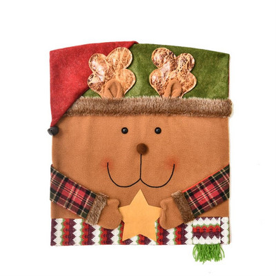 Poťah na jedálenský stôl, stoličky, zadné poťahy na stoličky, Vianoce, Santa Claus, los, vianočné dekorácie pre domácu párty, dekoratívne doplnky