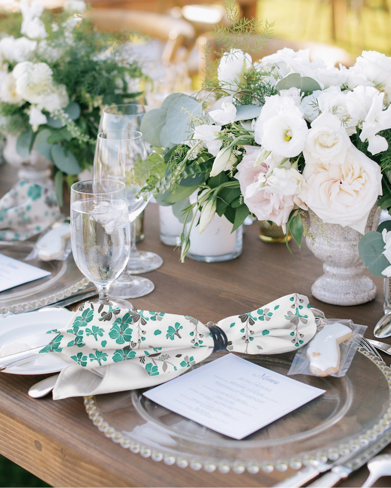 Melsvai pilkos spalvos gėlių audinio servetėlių rinkinys Šventiniam banketui vestuvių dekoravimui arbatos rankšluostis virtuvės pietų stalo servetėlės