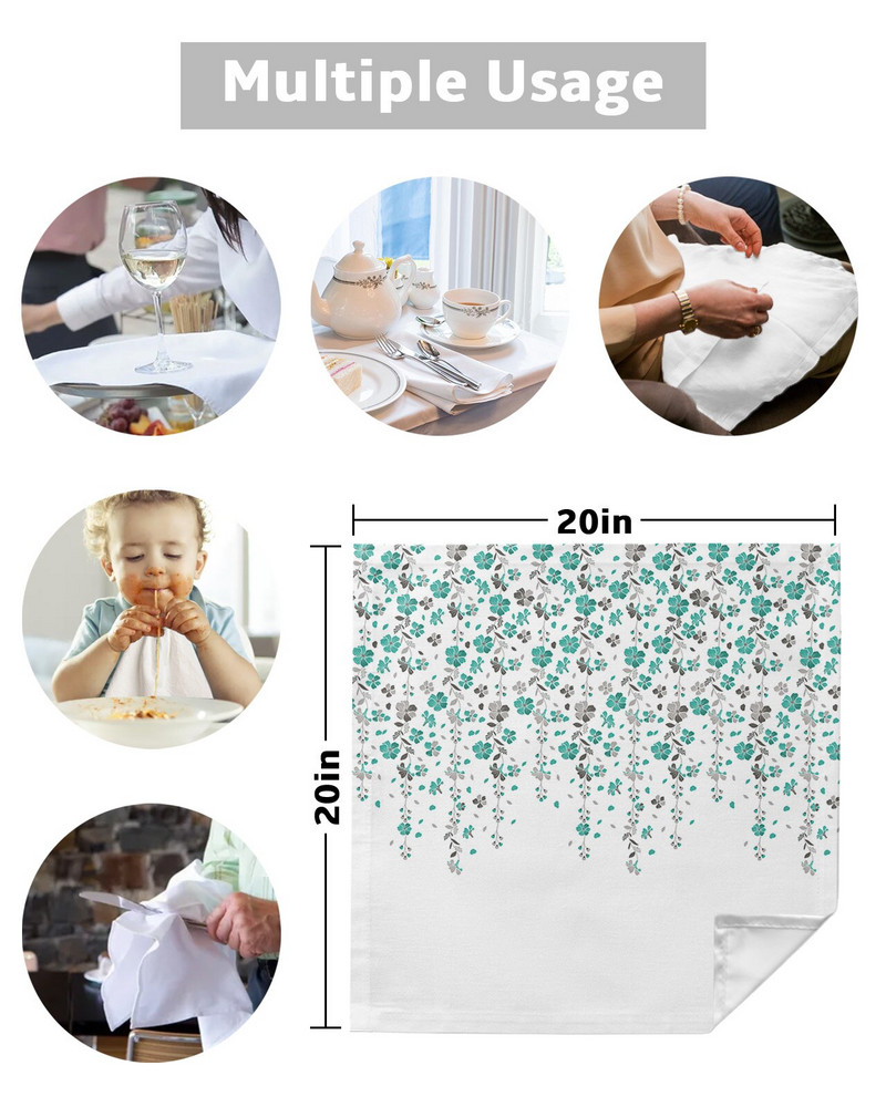 Melsvai pilkos spalvos gėlių audinio servetėlių rinkinys Šventiniam banketui vestuvių dekoravimui arbatos rankšluostis virtuvės pietų stalo servetėlės