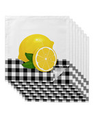 Fructe Lămâie Alb-negru Servețele de masă cu zăbrele Set de pânză Batistă moale Decorare de nuntă Banchet Servețele de cină Pânză