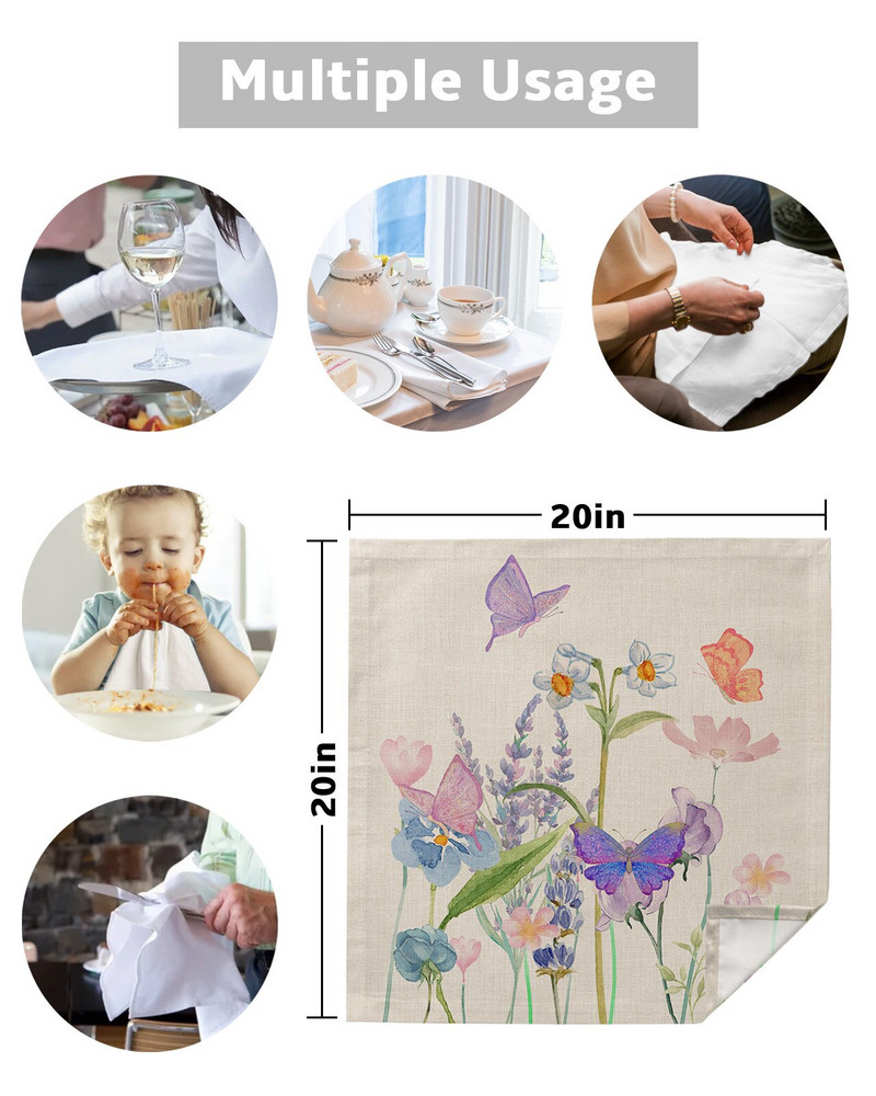 Set de șervețele din pânză cu flori de primăvară, pentru banchete festive, decor de nuntă, prosop de bucătărie, șervețele de masă