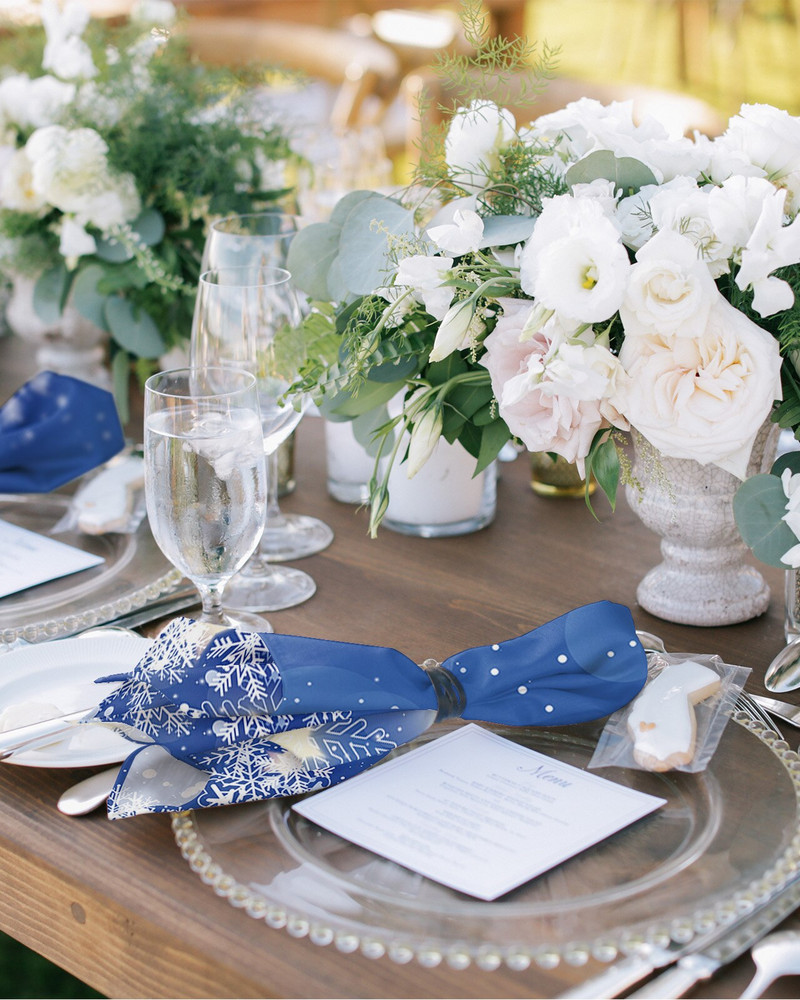 Crăciun fulg de zăpadă cu fundal albastru șervețele set de pânză pentru petrecere de nuntă șervețele moale de bucătărie pentru cină șervețele de Crăciun