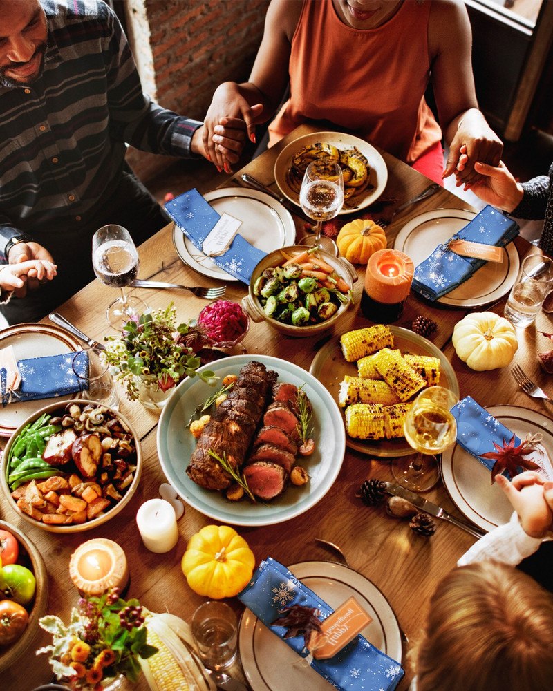 Crăciun fulg de zăpadă cu fundal albastru șervețele set de pânză pentru petrecere de nuntă șervețele moale de bucătărie pentru cină șervețele de Crăciun