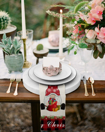 Χριστουγεννιάτικο Gnome καρό χαρτοπετσέτες υφασμάτινο σετ Γαμήλιο πάρτι Τραπέζι πανί Μαλακό χαρτοπετσέτες κουζίνας Χριστουγεννιάτικες χαρτοπετσέτες