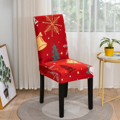 Vianočné poťahy na stoličky do jedálne, elastický poťah na stoličky, univerzálna veľkosť, kuchynská dekorácia, novoročná dekorácia, potlač snehových vločiek