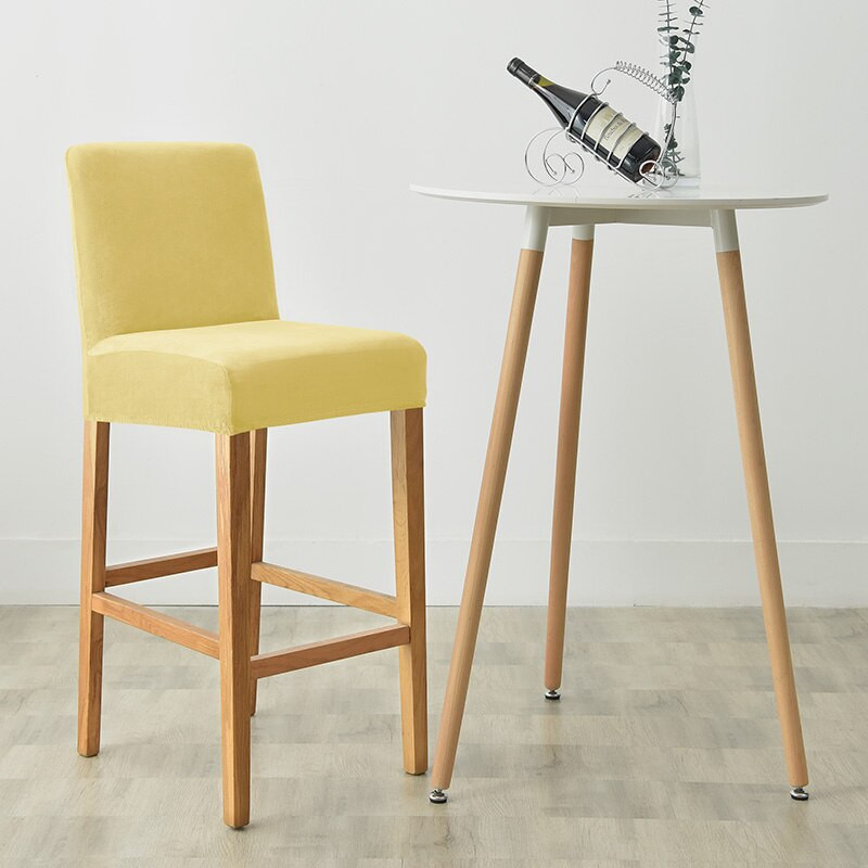 Minkštas aksominis trumpos atlošo kėdės užvalkalas, tamprus vienspalvis baro kėdė valgomojo kavinei namų dekoravimui, mažas sėdynės užvalkalas 1 vnt.