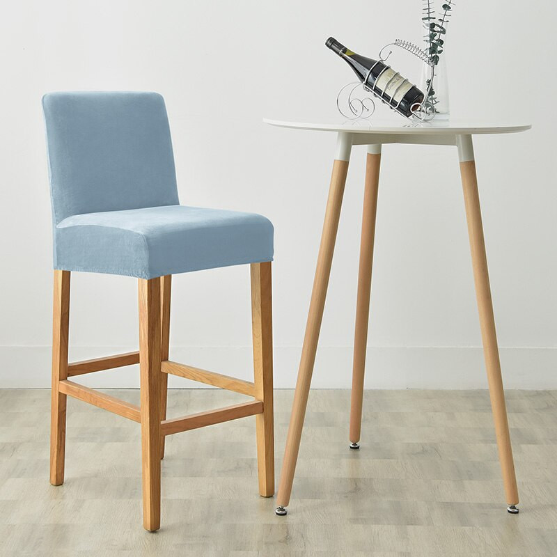 Minkštas aksominis trumpos atlošo kėdės užvalkalas, tamprus vienspalvis baro kėdė valgomojo kavinei namų dekoravimui, mažas sėdynės užvalkalas 1 vnt.