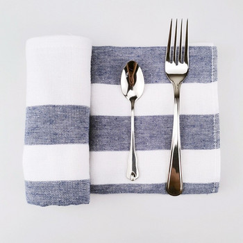 1 τεμ. καθαρό βαμβακερή χαρτοπετσέτα μπλε γκρι ριγέ πετσέτα τσαγιού τραπεζομάντιλο τραπεζαρίας κουζίνας γκουρμέ ύφασμα γραφείου σπιτιού