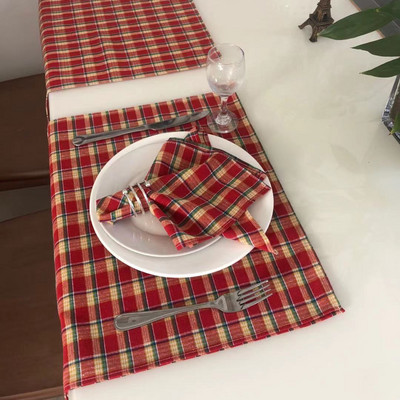 Lininių medvilninių stalo servetėlių rinkinys 12 dalių stalas Minkštas padėkliukas Paprastas Retro stiliaus namų minkštas staltiesė, skirta valgomojo stalui