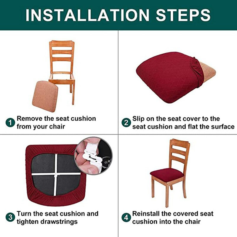 Ebédlői szék ülőhuzat Stretch jacquard étkezőszék huzatok Bútorvédő konyhai bankett parti szék huzatok