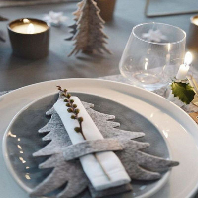 Decorativ Pin Tacâmuri Tacâmuri Șervețel din pâslă 6 bucăți Roșu Verde Crăciun Fericit Decoratiuni pentru masă Decoratiuni pentru masă Anul Nou